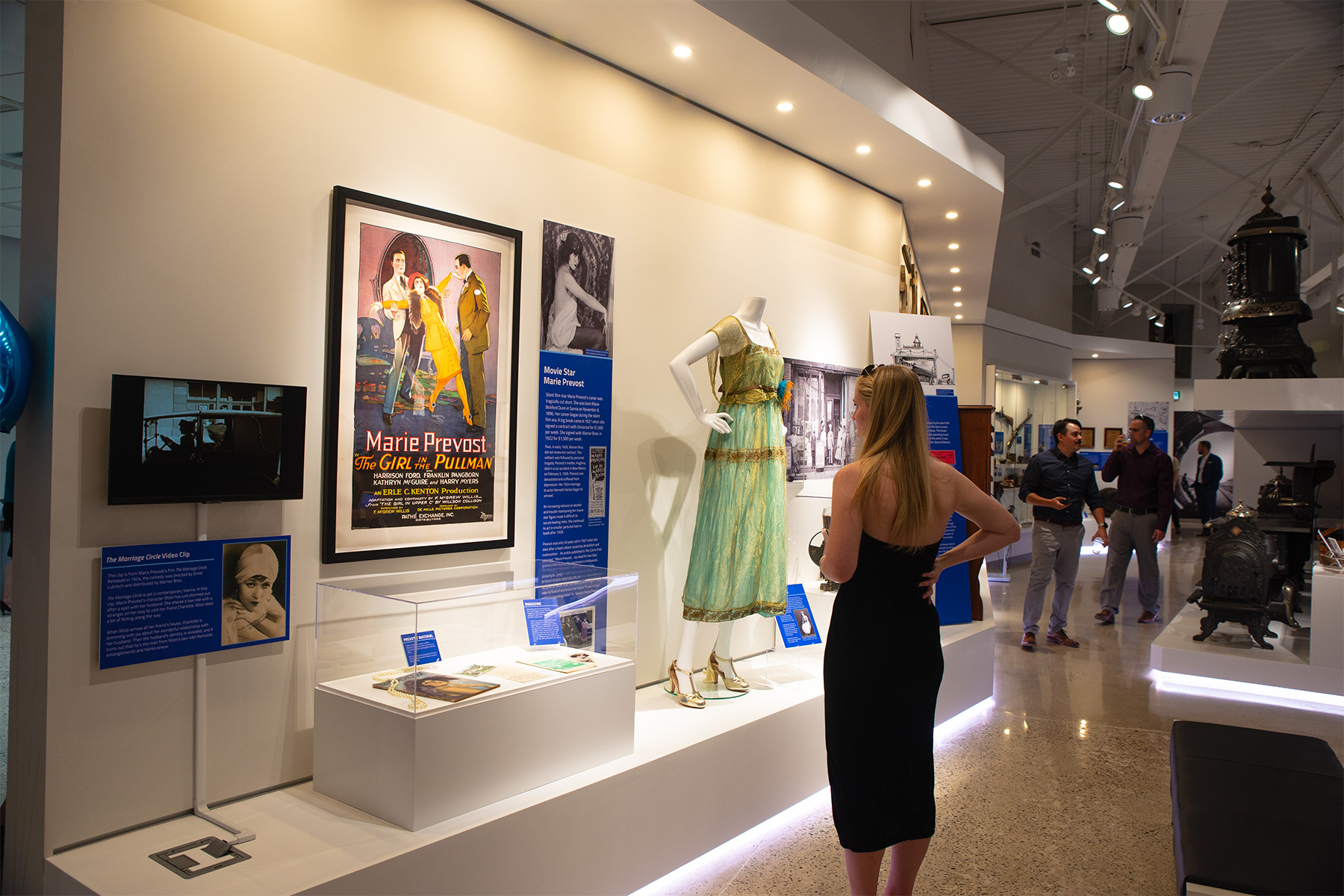 Woman looking at museum display