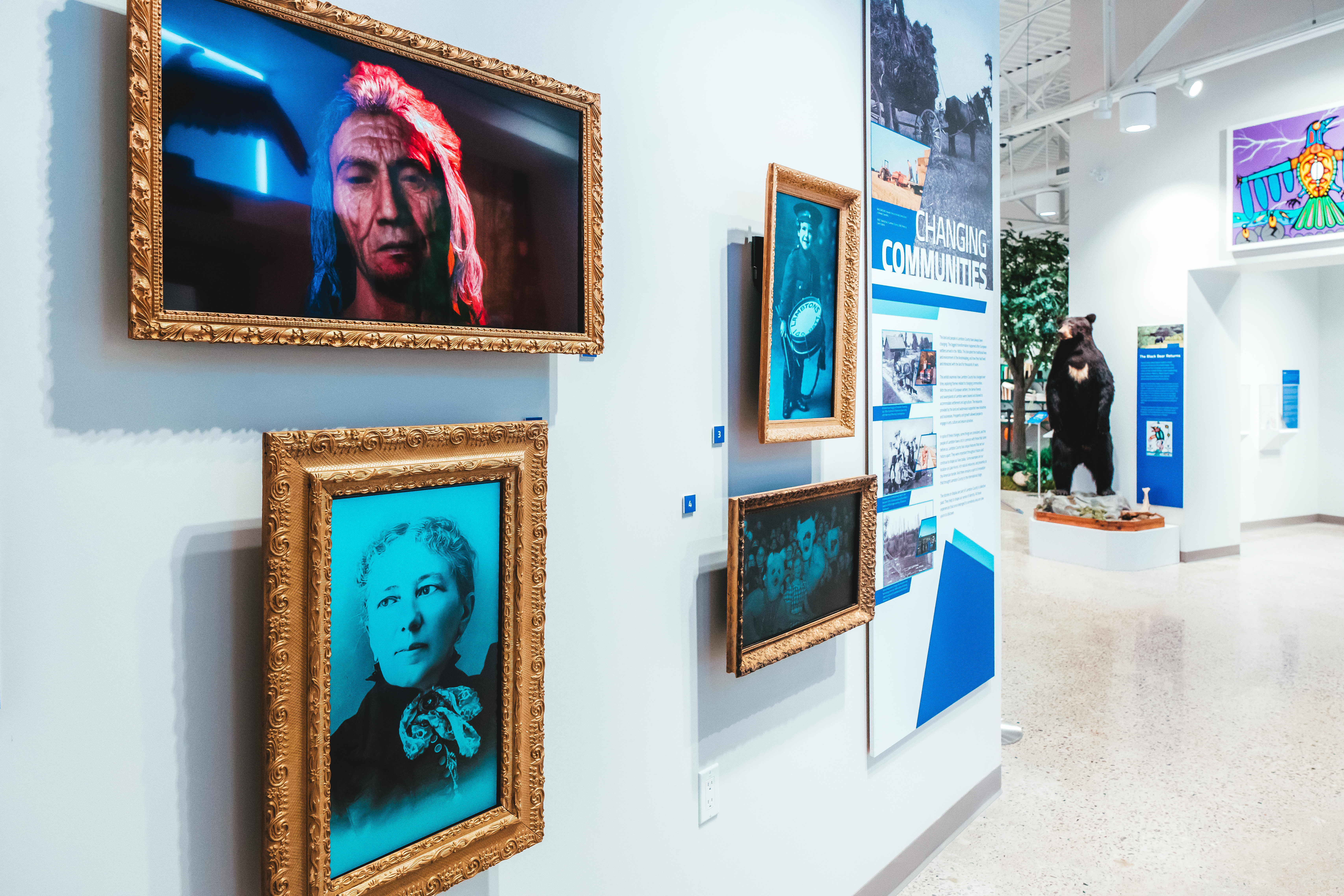 Framed digital image of faces from historical photos