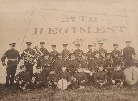 Photo of the 27th Regiment's band in uniform, link.