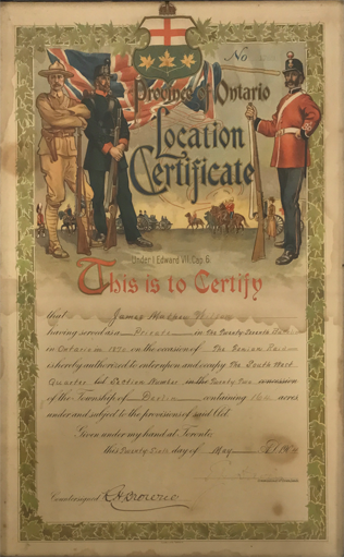 Ontario Land Grant Certificate, link