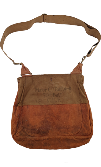 Backside of a 70th Battalion satchel, link.