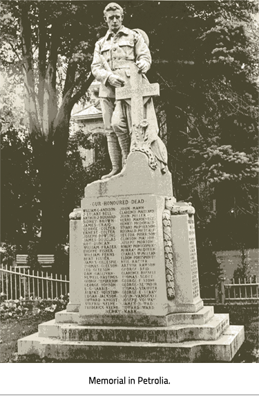 Memorial in Petrolia, link.