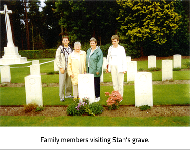Photo of family members visiting Stan's grave, Link.