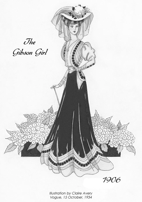 Drawing of "The Gibson Girl" woman, Link.