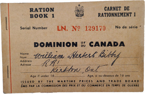 Front of a ration book, link.