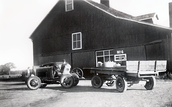 A Doodlebug in front of the Thedford Camp main building.