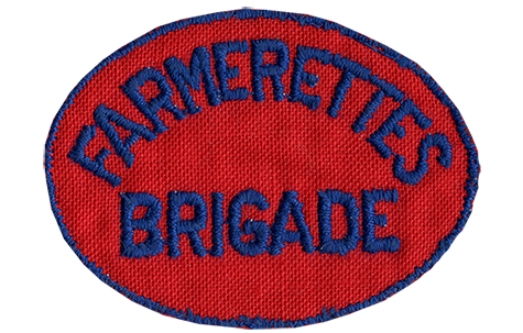 Red and blue "Farmerette Brigade" patch.