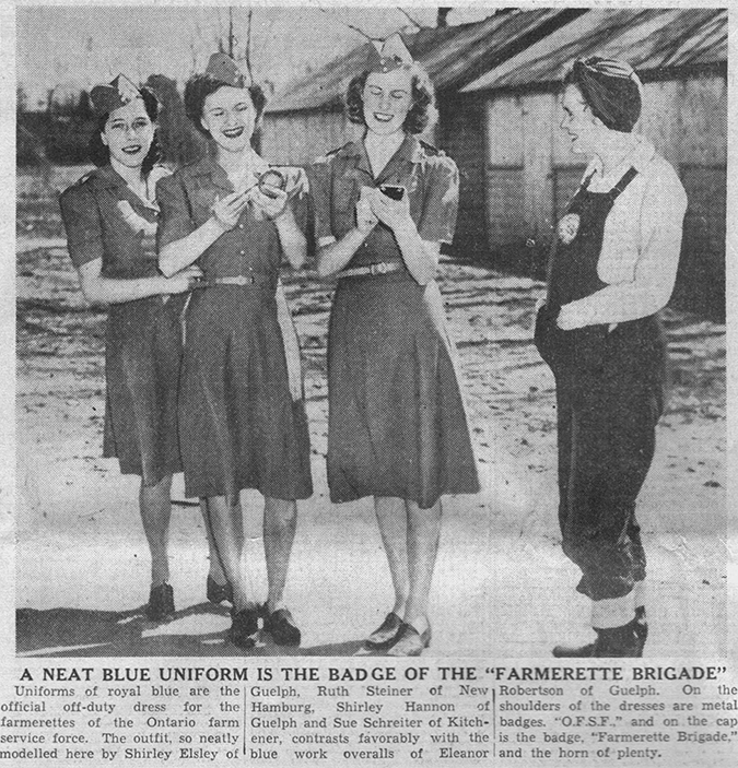 Newspaper article about the Farmerettes.
