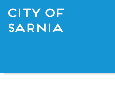 Blue box with text, "City of Sarnia", link.