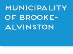 Blue box with text, "Municipality of Brooke-Alvinston", link.
