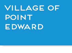 Blue box with text, "Village of Point Edward", link.