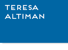 Blue box with text, "Teresa Altiman", link.
