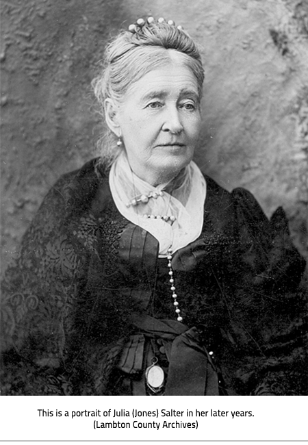 (Image Caption:"This is a portrait of Julia (Jones) Salter in her later years. (Lambton County Archives)"), link.