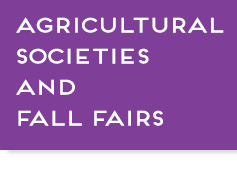 Purple box with text, "Agricultural Societies and Fall Fairs", link.