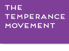 Purple box with text, "The Temperance Movement", link.