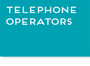 Turquoise box with text, "Telephone Operators", link.