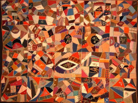 Crazy quilt made by Sarah Jane Tyler of Dawn-Euphemia, dated 1894