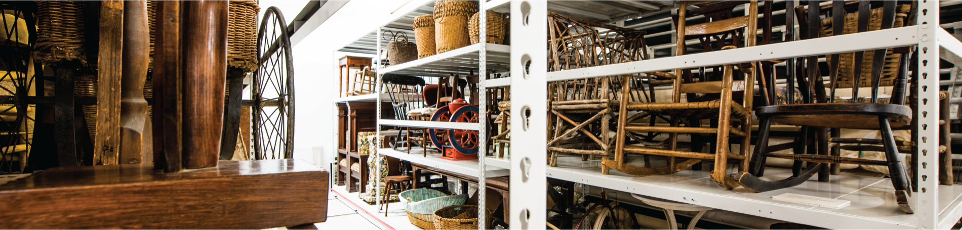 Artifacts on a shelf. 