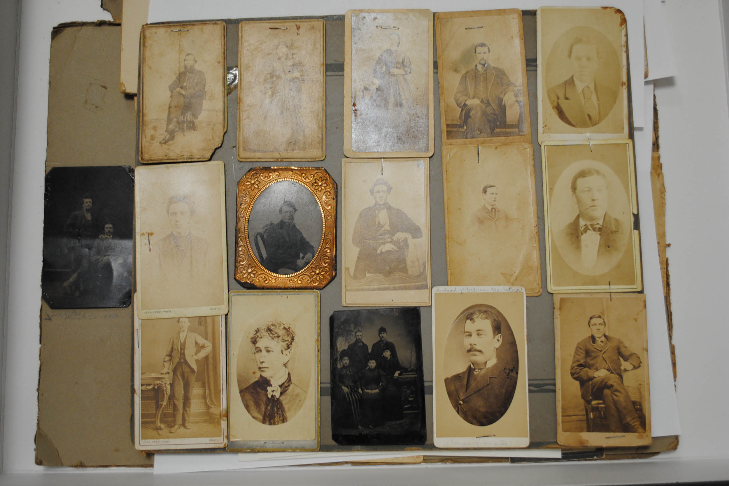 A scrapbook page from the Lambton County Archives collection with examples of different types of deterioration