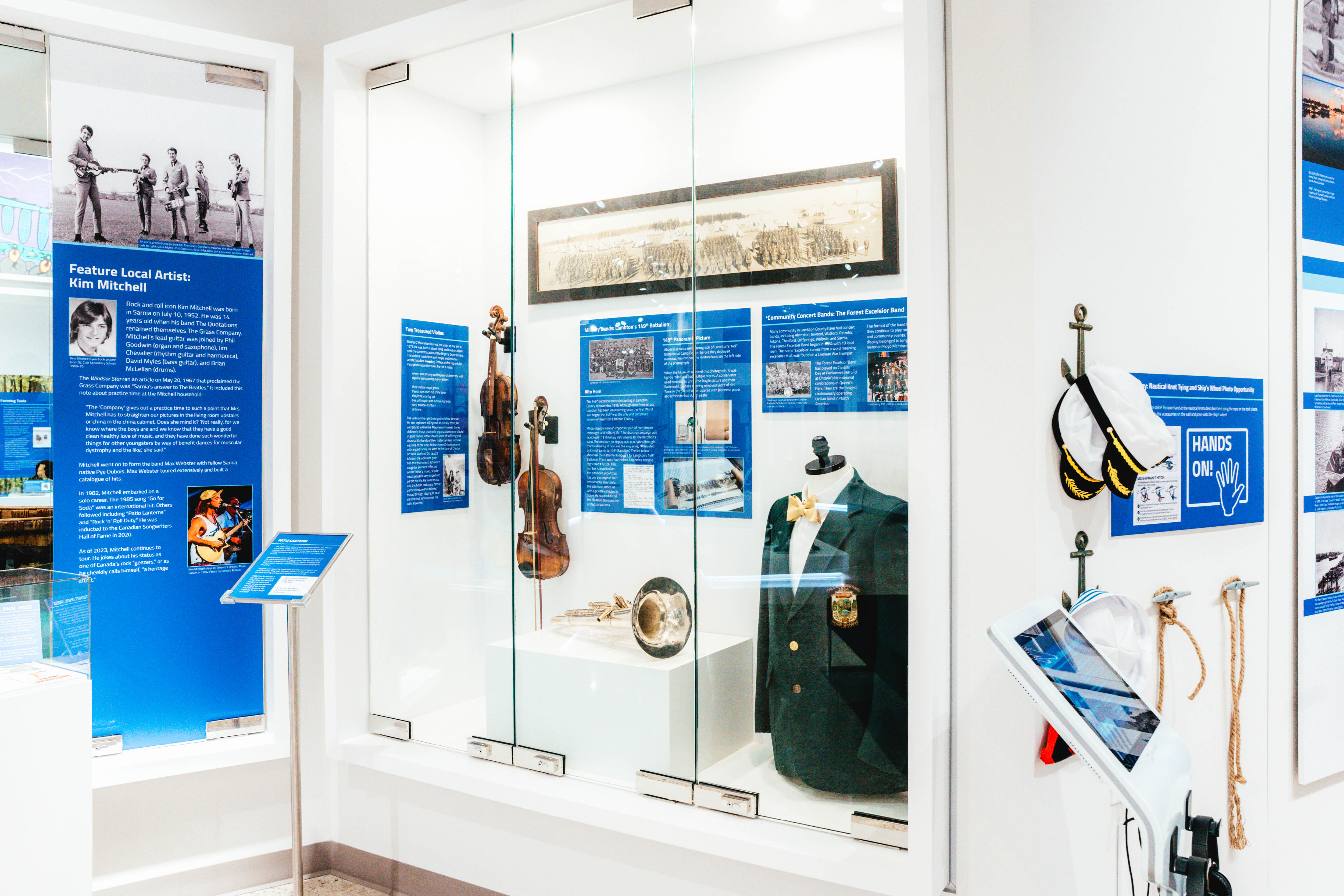 Musical instrument display in the Lambton Gallery at Lambton Heritage Museum