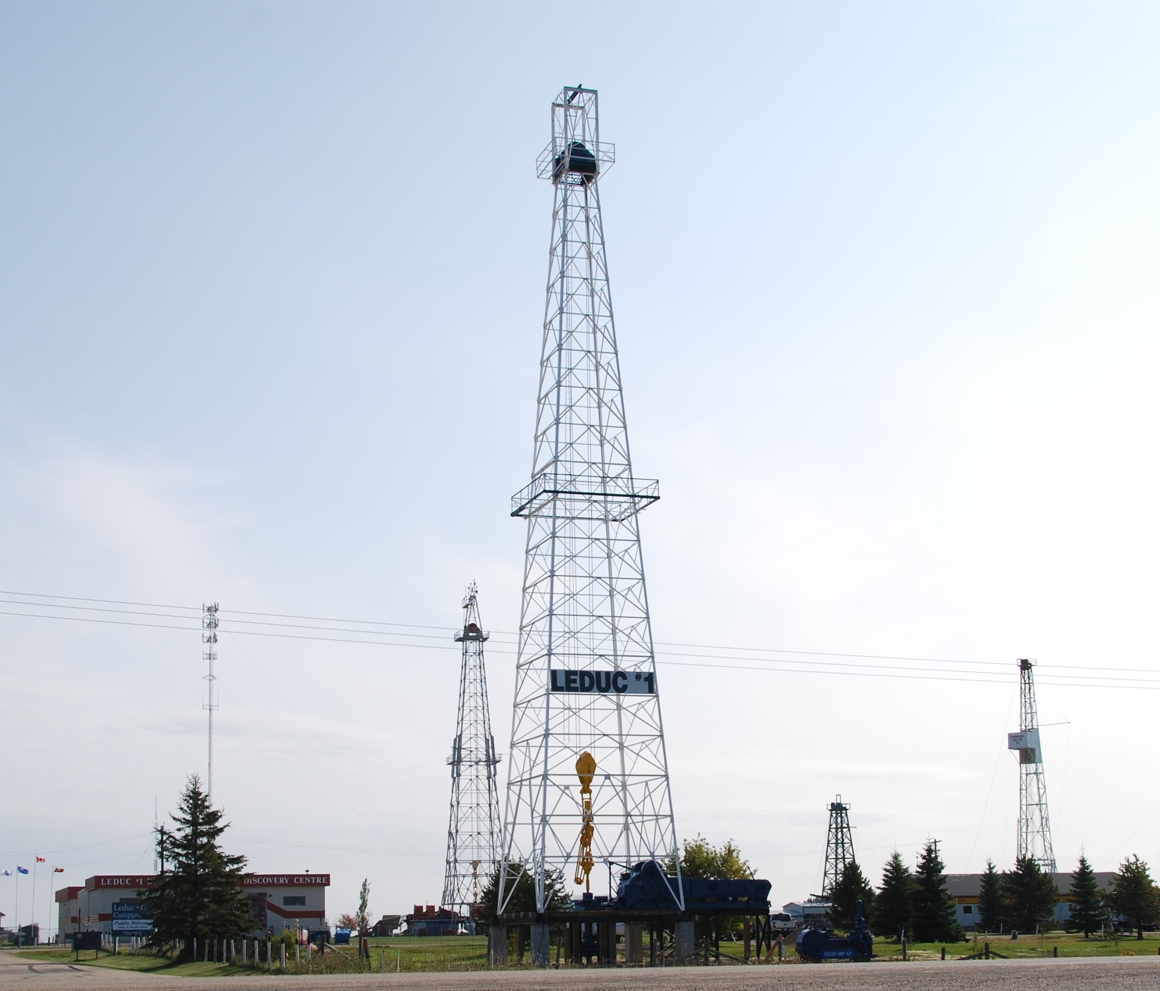 Oil derricks at the Canadian Energy Museum in Leduc County, Alberta
