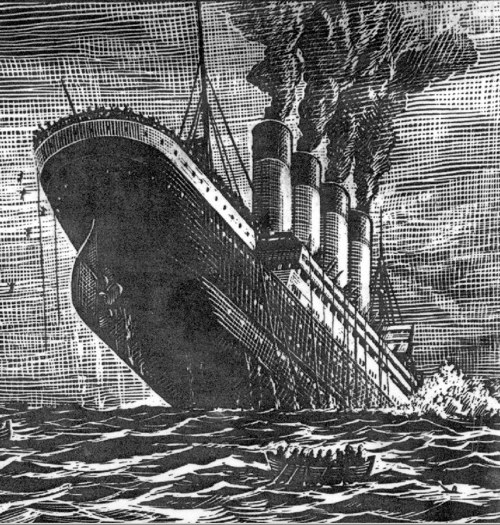Photo sketch of the R.M.S. Titanic sinking