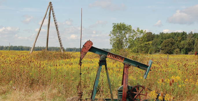 oil rig out in a field