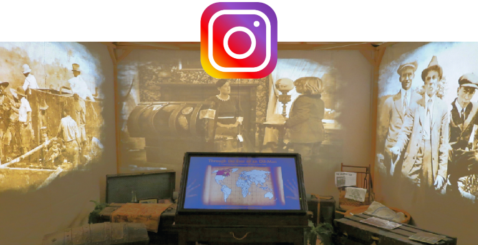 Image of artifacts with Instagram logo.