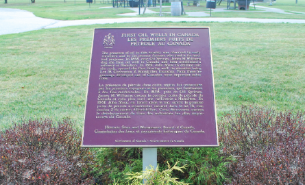 Plaque outside of the Oil Museum of Canada