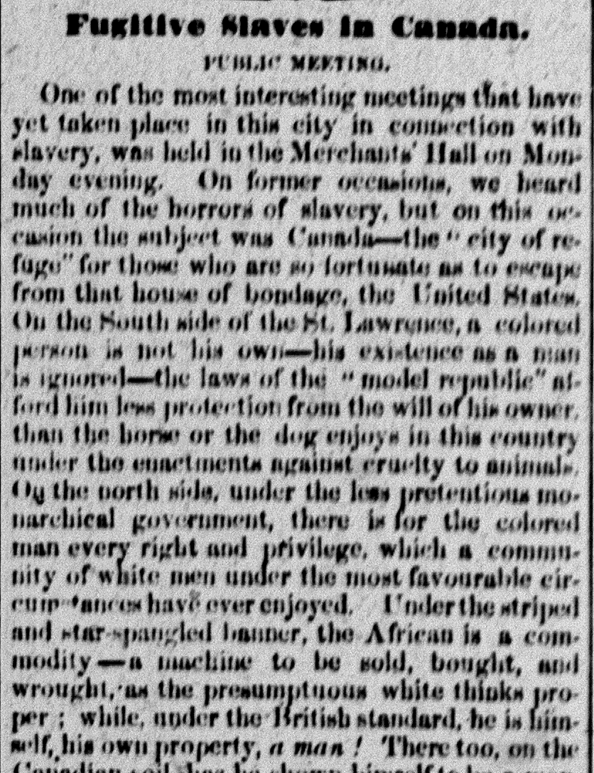 Fugitive Slaves in Canada Article