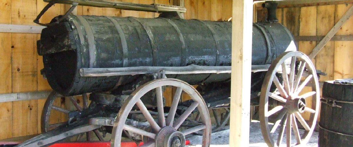 Wooden tanks and tank wagons.