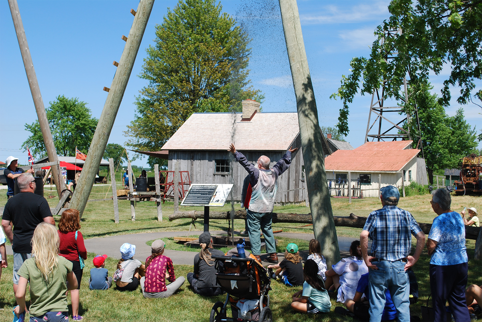 The historical reenactor portraying John Shaw and his gusher during 2022’s Black Gold Fest at the Oil Museum of Canada.